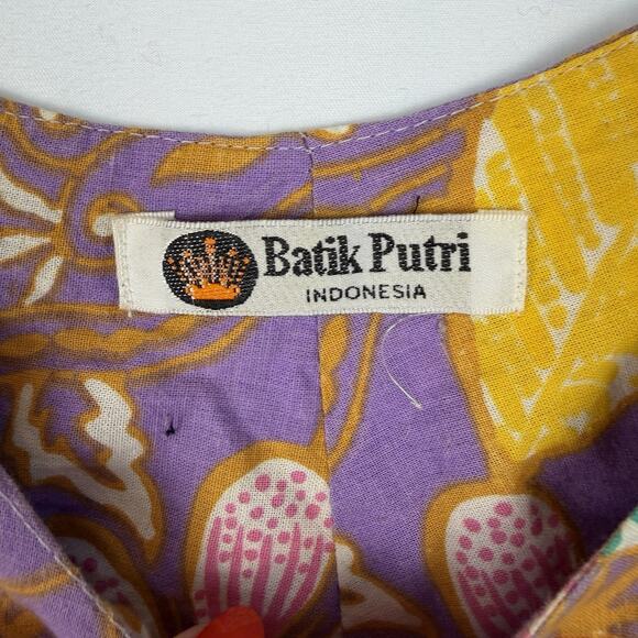 BATIK PUTRI Patchwork Tank Dress Womens Pink Green Purple Est Medium Boho Indie - Picture 3 of 7